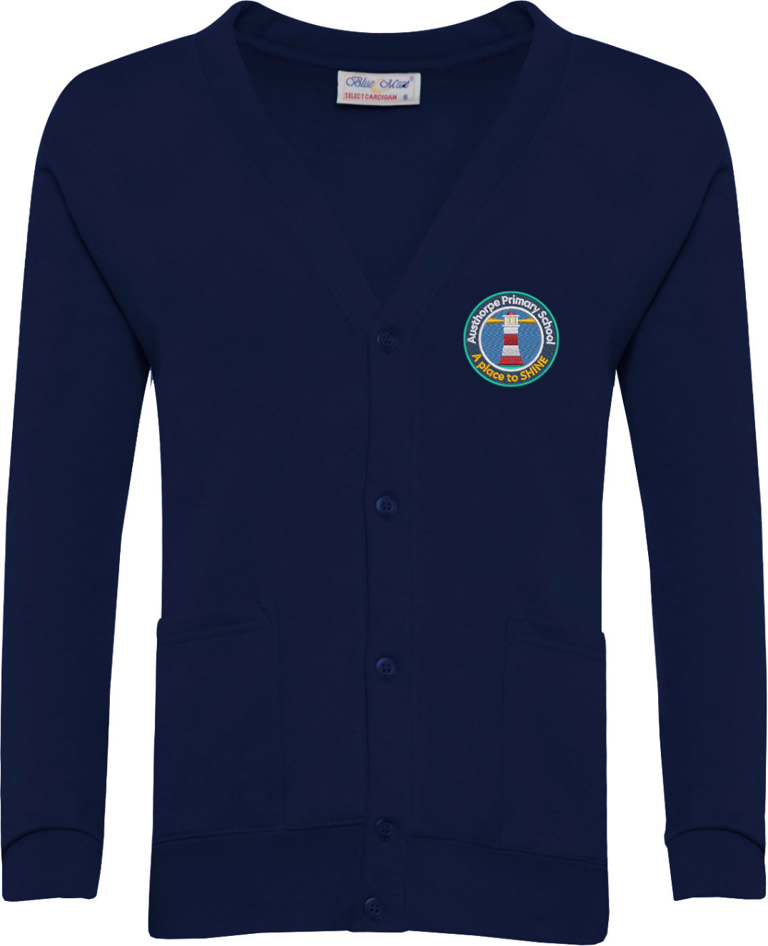 Austhorpe Girls Navy Sweat Cardigan w/Logo