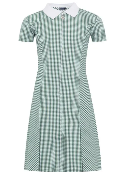 Green and white checked summer dress