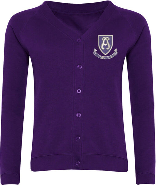 Alwoodley Girls Purple Cardigan w/Logo