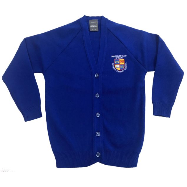 Immaculate Heart of Mary Royal Blue Knitted Cardigan w/Logo