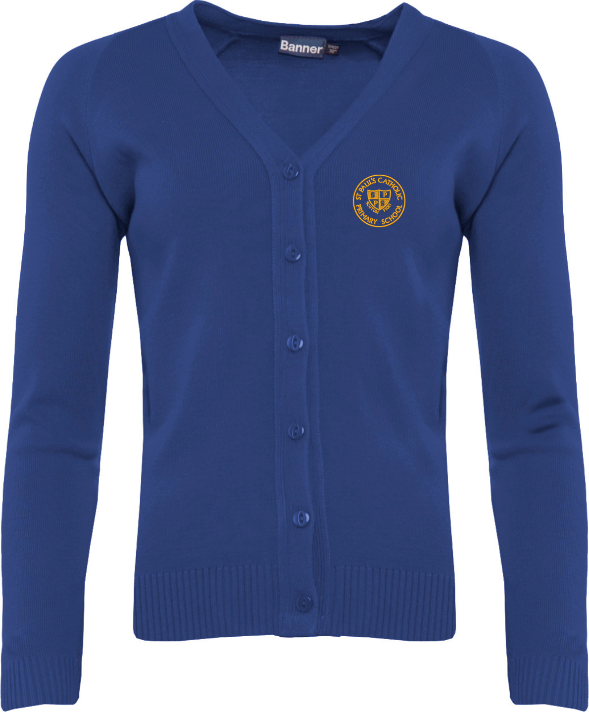 St Pauls Royal Blue Knitted Cardigan w/Logo
