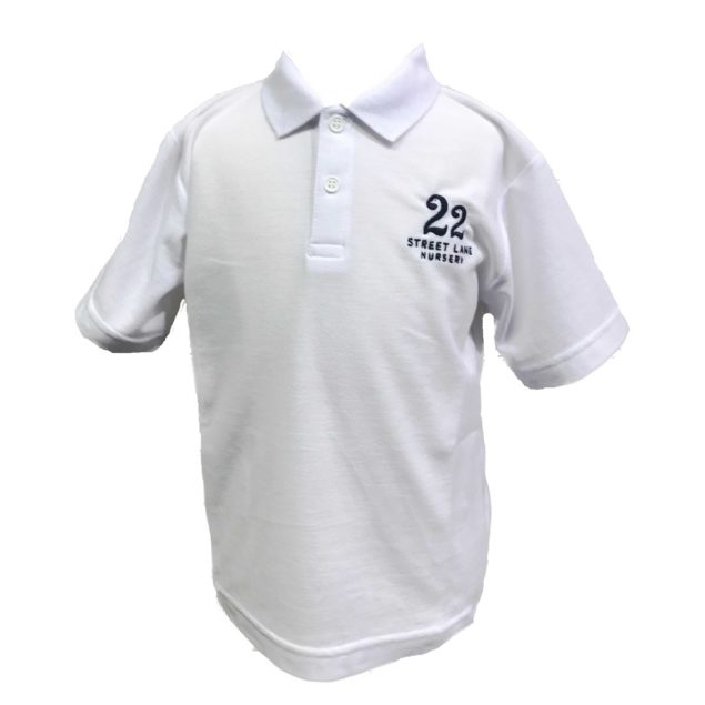 White Polo Shirt w/Logo 22 street lane
