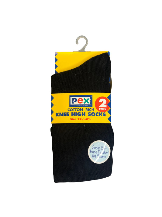 Knee High Socks – 2 Pair Pack – Black