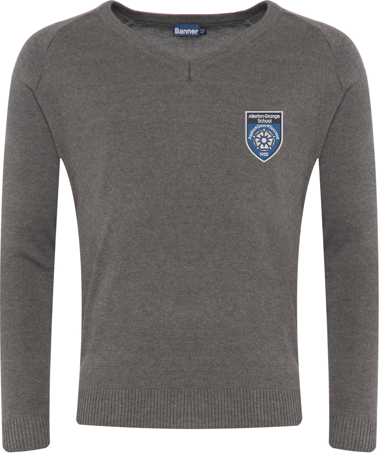 Allerton Grange Grey V-Neck Pullover w/Logo