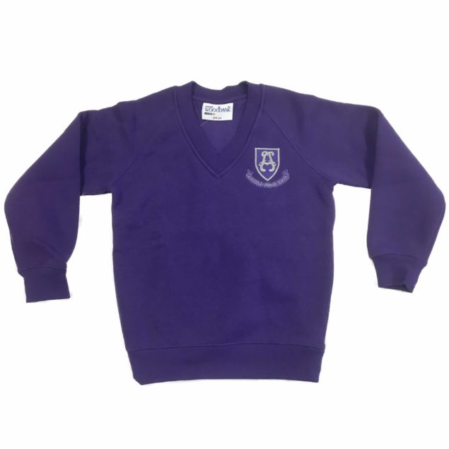 Alwoodley Purple V-Neck Sweatshirt w/Logo