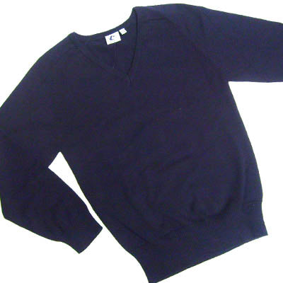 Unisex Navy Cotton V-Neck Pullover