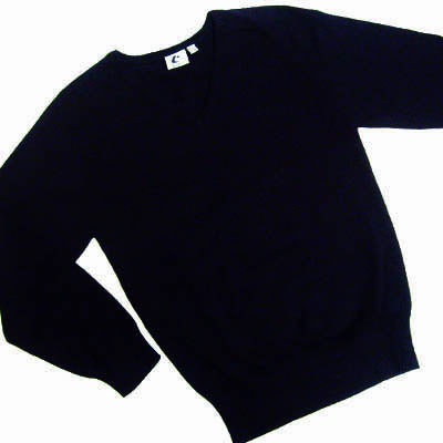 Boys Black Cotton V-Neck Pullover