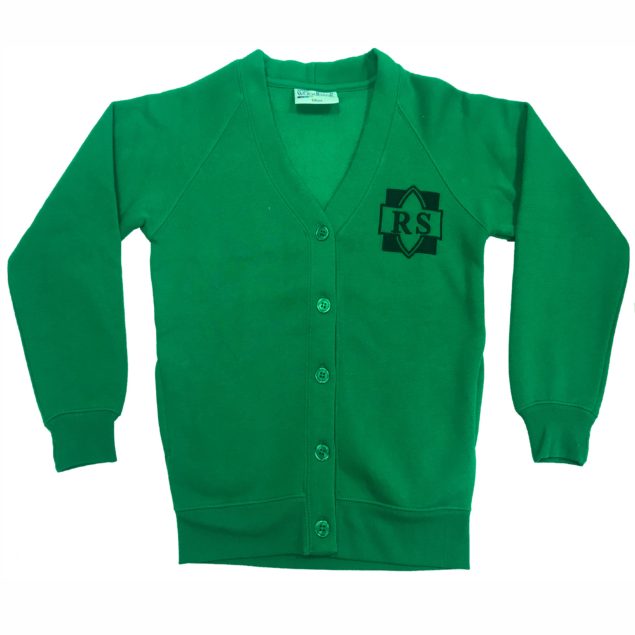 Roundhay Girls Emerald Cardigan w/Logo