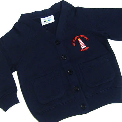 Austhorpe Girls Navy Sweat Cardigan w/Logo