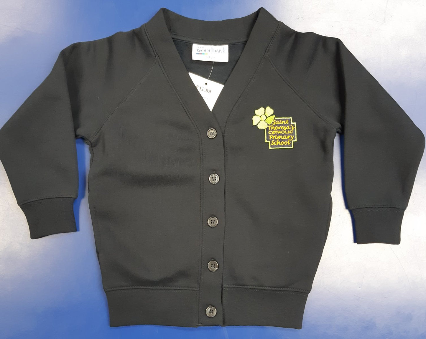 St Theresa's Girls Navy Sweat Cardigan With Logo