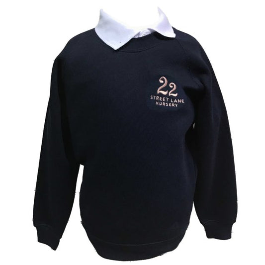 22 Street Lane Navy Crew Neck Sweatshirt w/Logo