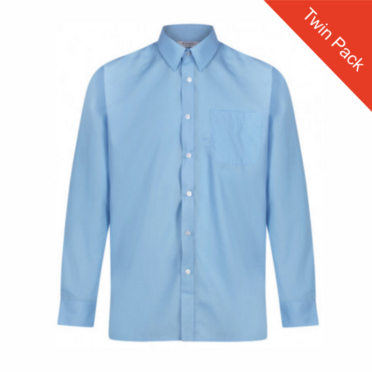 Boys Long Sleeved Shirts – Twin Pack – Blue