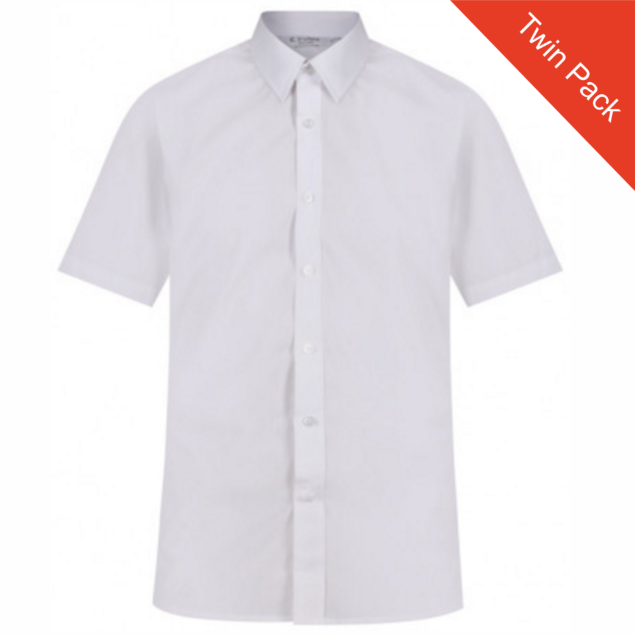 Boys Short Sleeved Shirts -Twin Pack – White